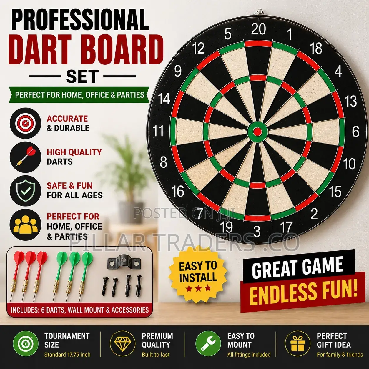 Wall Mounted Dart Board With Darts