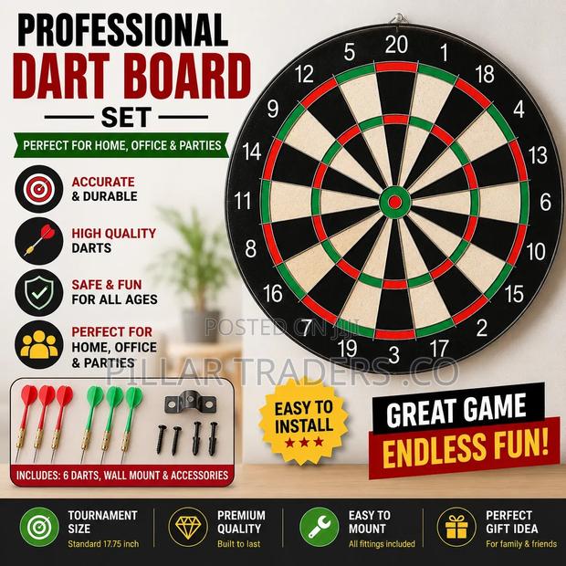 Wall Mounted Dart Board With Darts - thumbnail 2