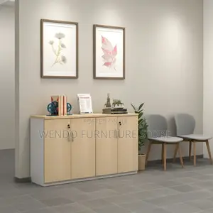 Office Cabinet; Executive Filing Credenza Cabinet With 4 Doors