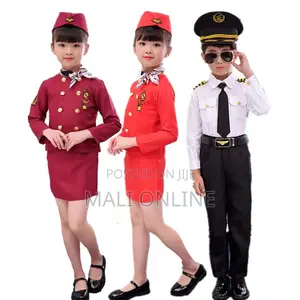 Kids Air Hostess Costume Flight Attendant Fancy Dress Career Role