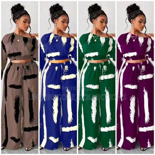 Printed Crop Top Two Piece Set - main view