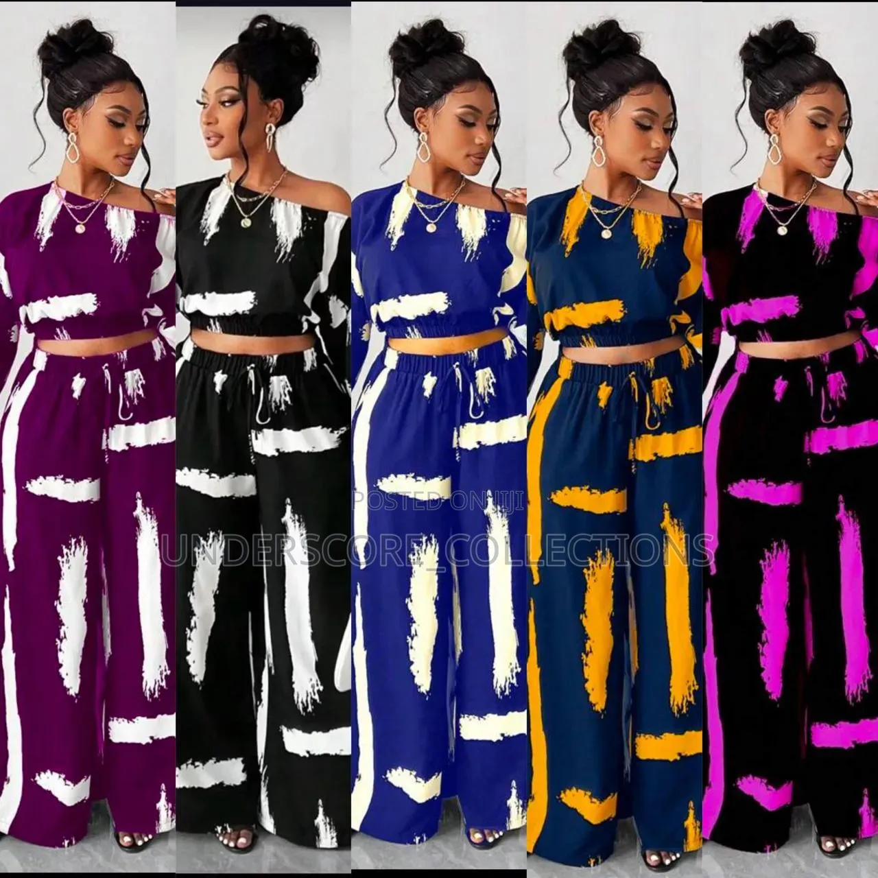 Printed Crop Top Two Piece Set