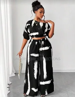 Printed Crop Top Two Piece Set