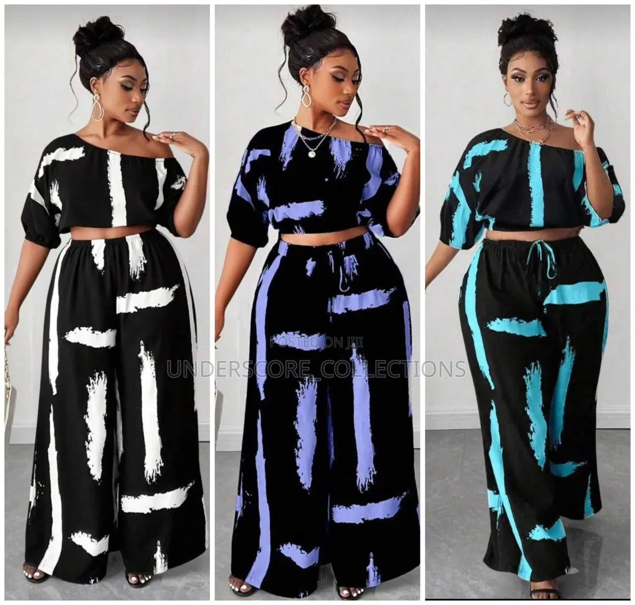 Printed Crop Top Two Piece Set