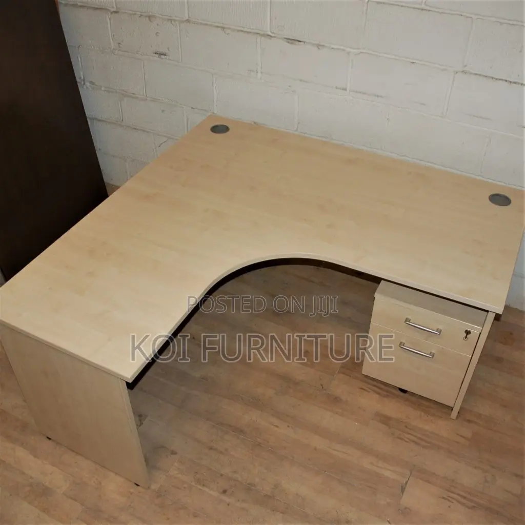 Office Desk; Clerical Beech Radial 1.4 Metercurved Office Desk