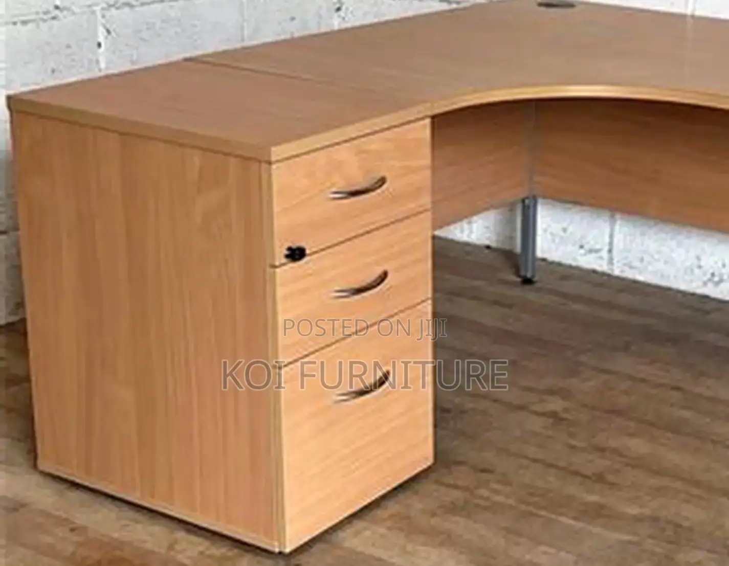 Office Desk; Clerical Beech Radial 1.4 Metercurved Office Desk