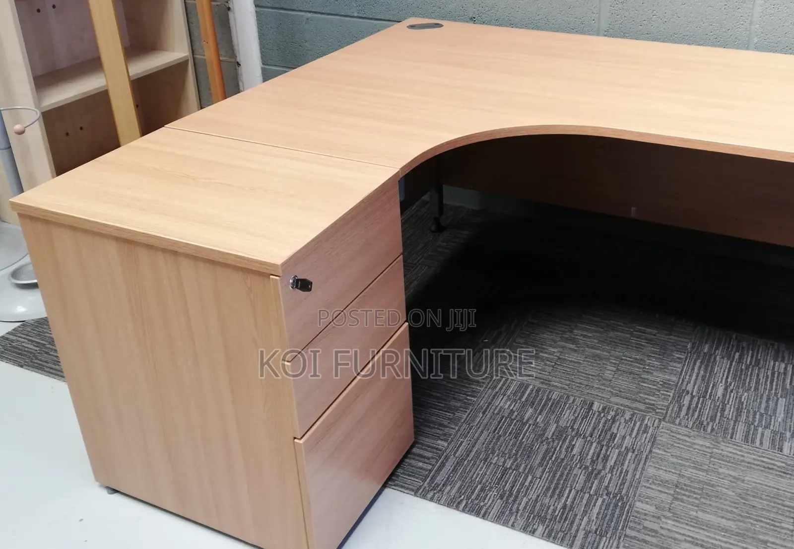 Office Desk; Clerical Beech Radial 1.4 Metercurved Office Desk