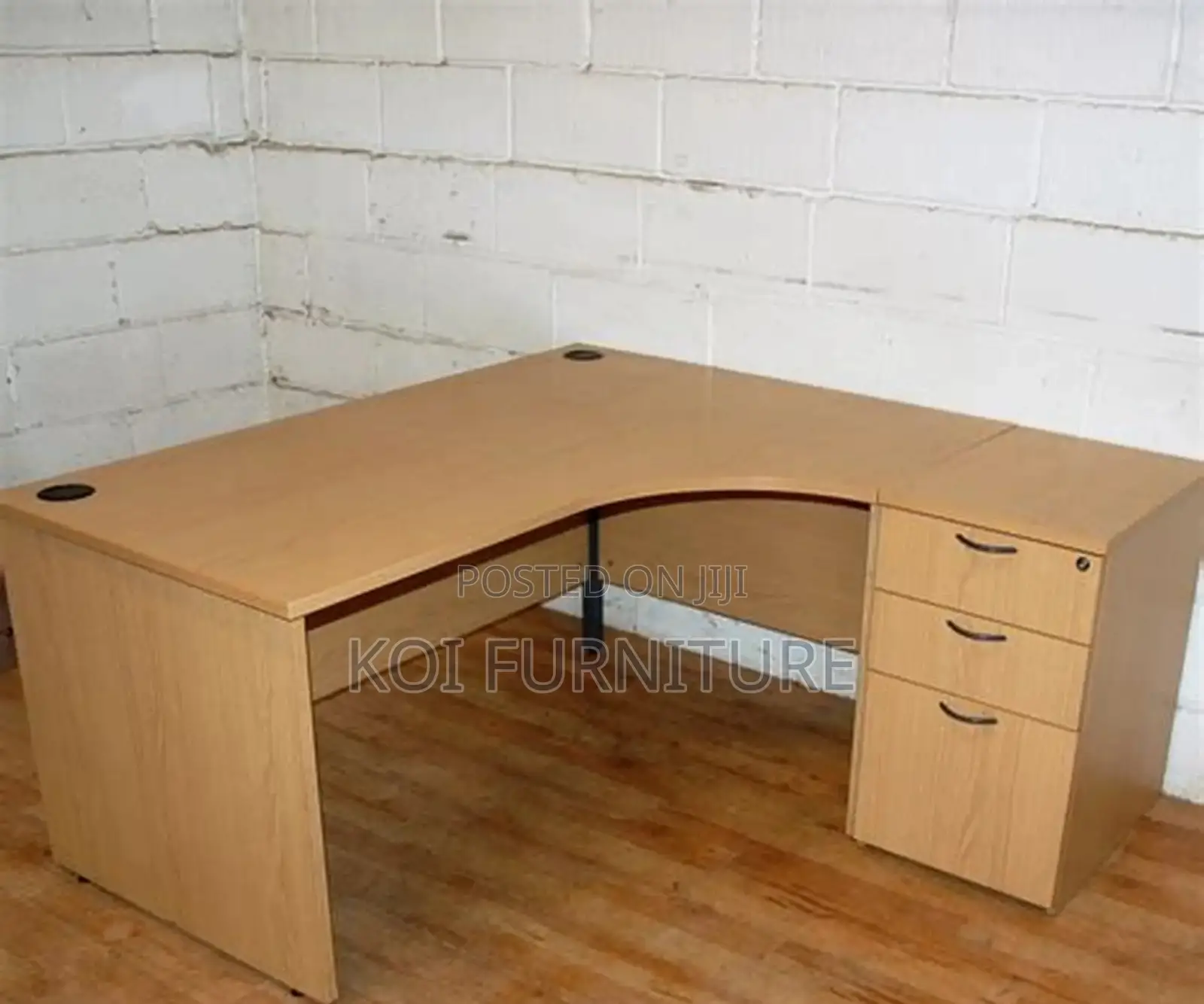 Office Desk; Clerical Beech Radial 1.4 Metercurved Office Desk