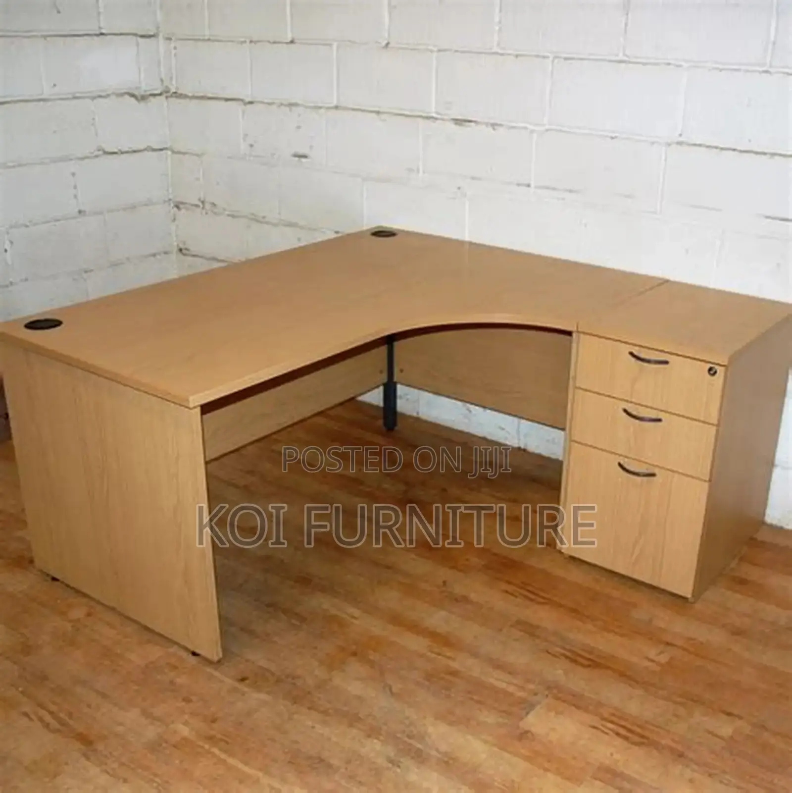 Office Desk; Clerical Beech Radial 1.4 Metercurved Office Desk