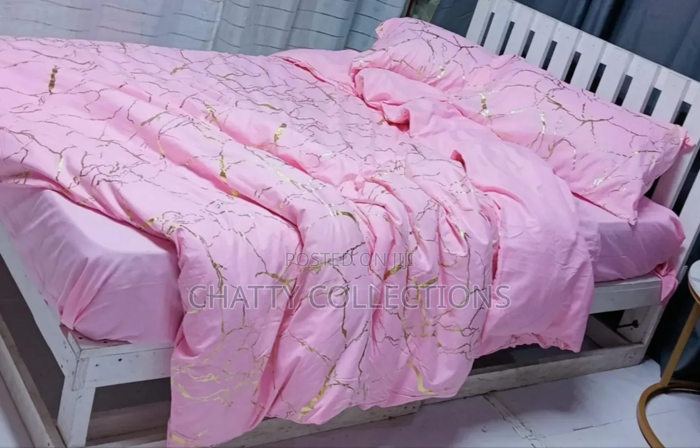 6 by 7 Luxury Pink Gold Marble Texture Foil Style Duvet Cover Set