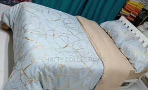6 by 7 Luxury Golden Marble Texture Foil Style Duvet Cover Set