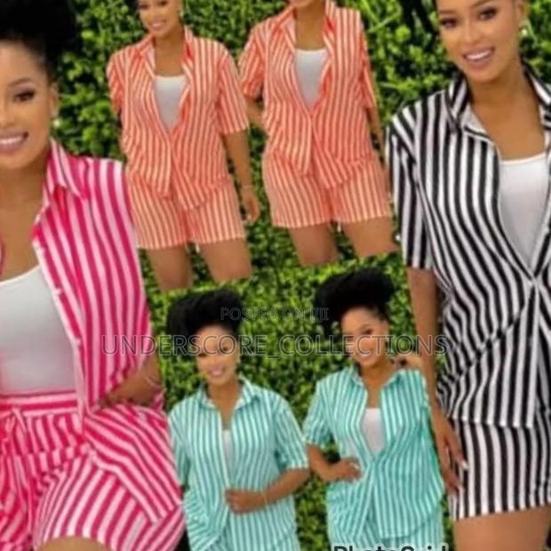 Modern Working Class Ladies Stripped Three Piece Short Suit - thumbnail 2