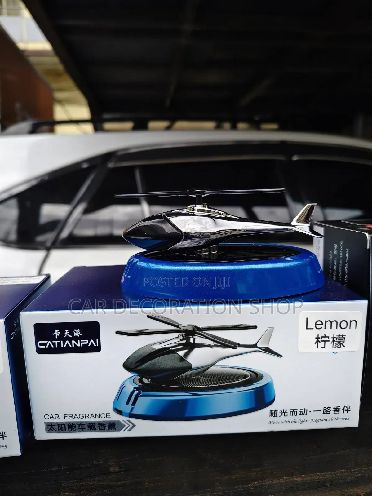 Solar Powered Rotating Helicopter Air Freshener Dashboard Ornament