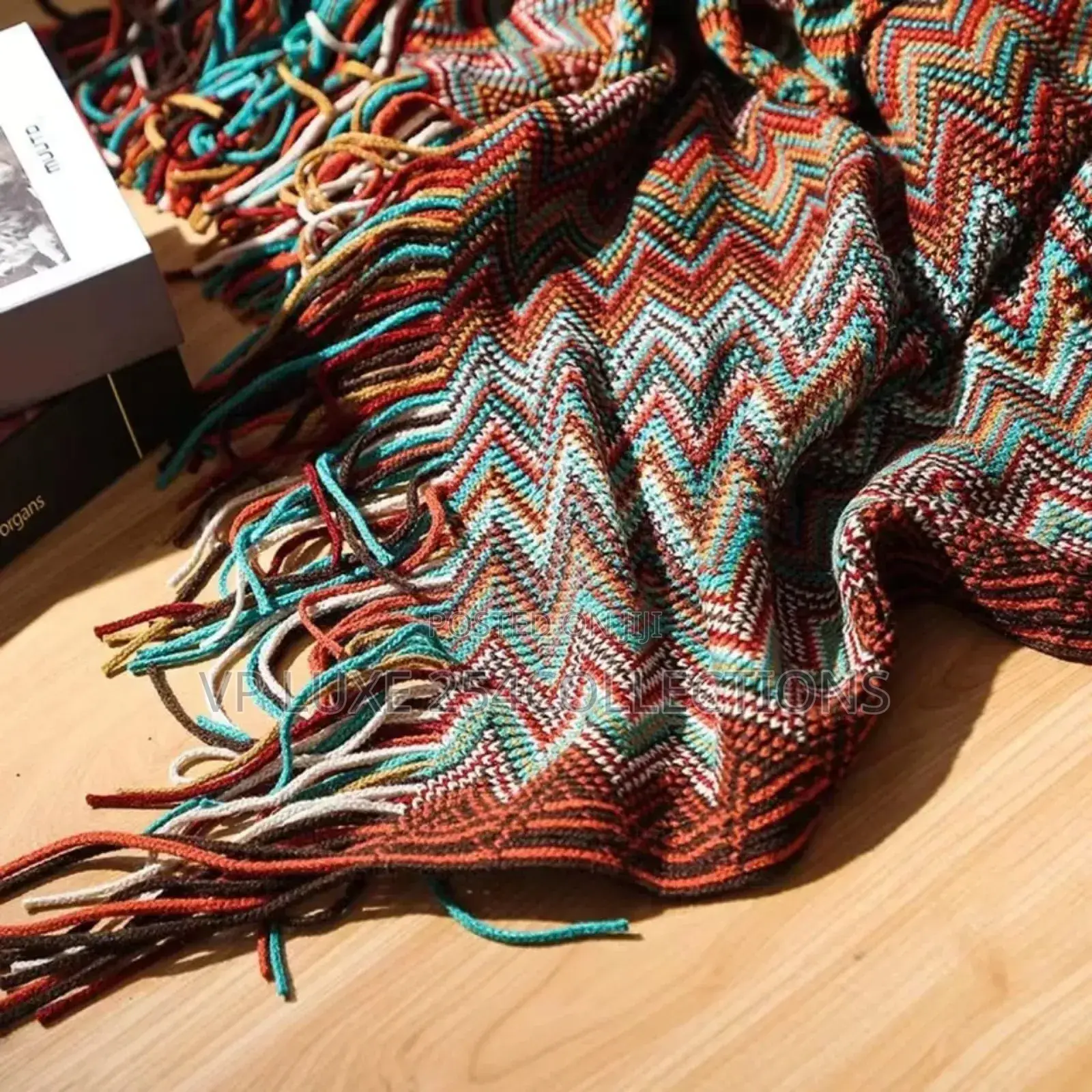 Bohemian Knitted Throw Blanket With Tassel