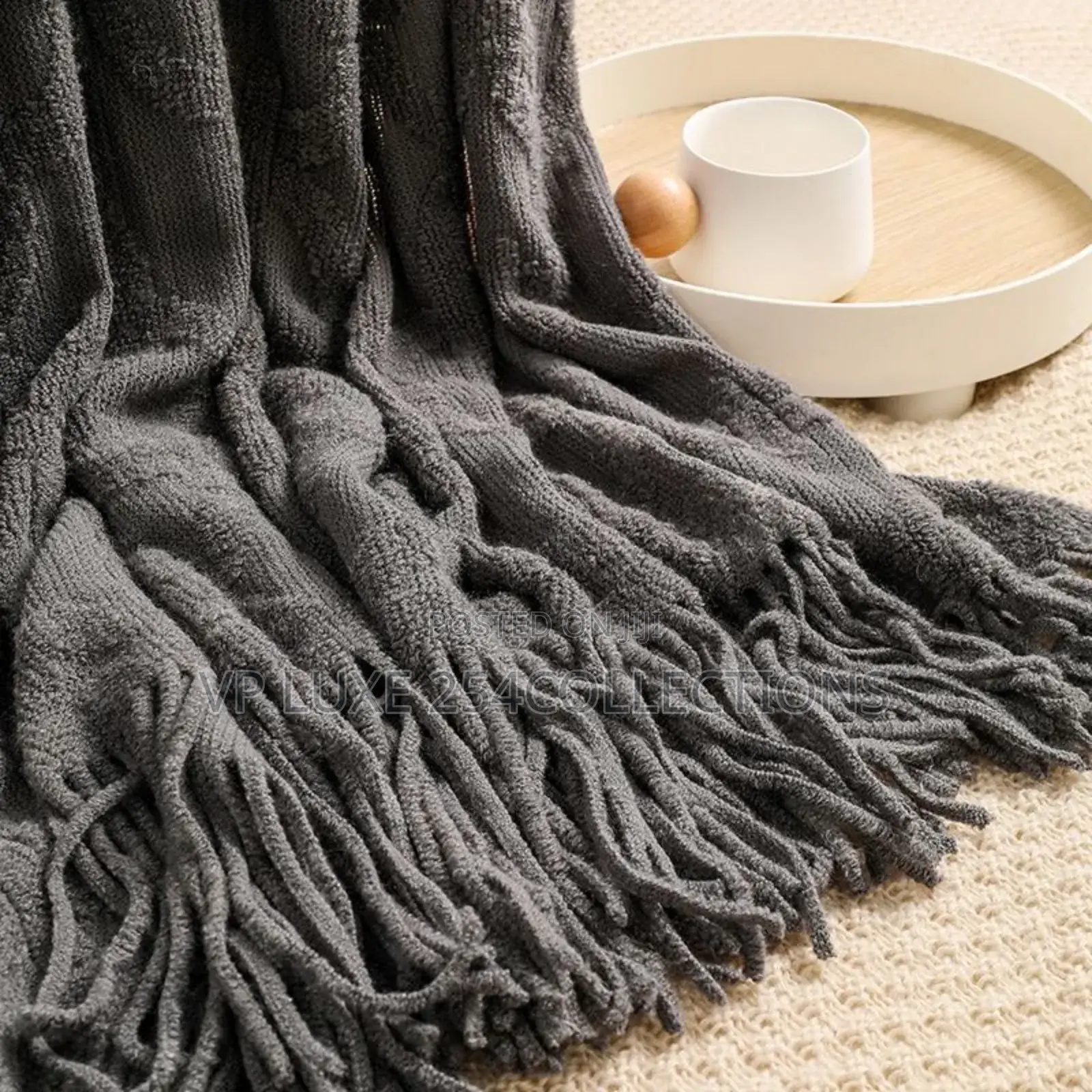 Nordic Style Sofa Throw Blanket With Tassels