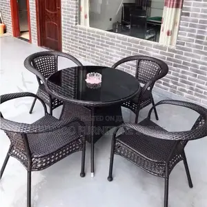 Dining Set; Rattan Balcony Garden Four Seaters Dining Set