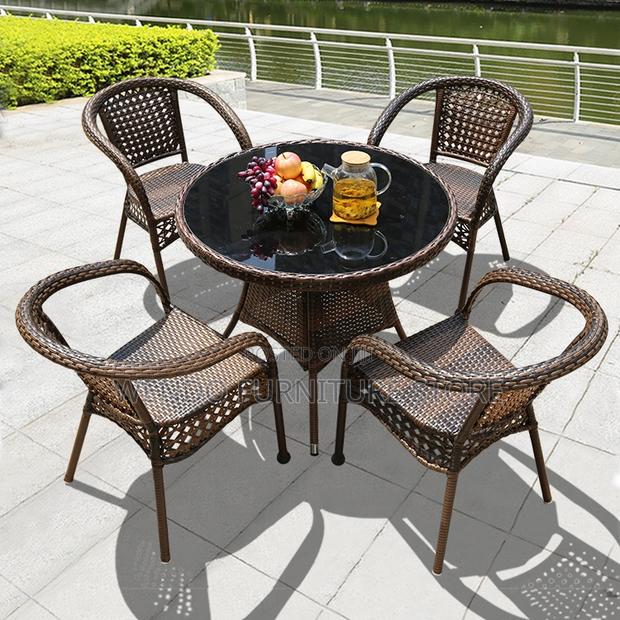 Dining Set; Rattan Balcony Garden Four Seaters Dining Set - thumbnail 2