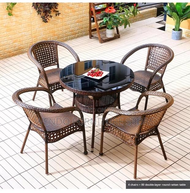 Dining Set; Rattan Balcony Garden Four Seaters Dining Set - thumbnail 3