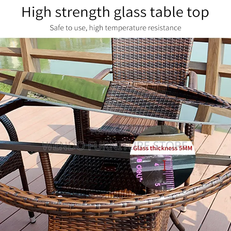 Dining Set; Rattan Balcony Garden Four Seaters Dining Set