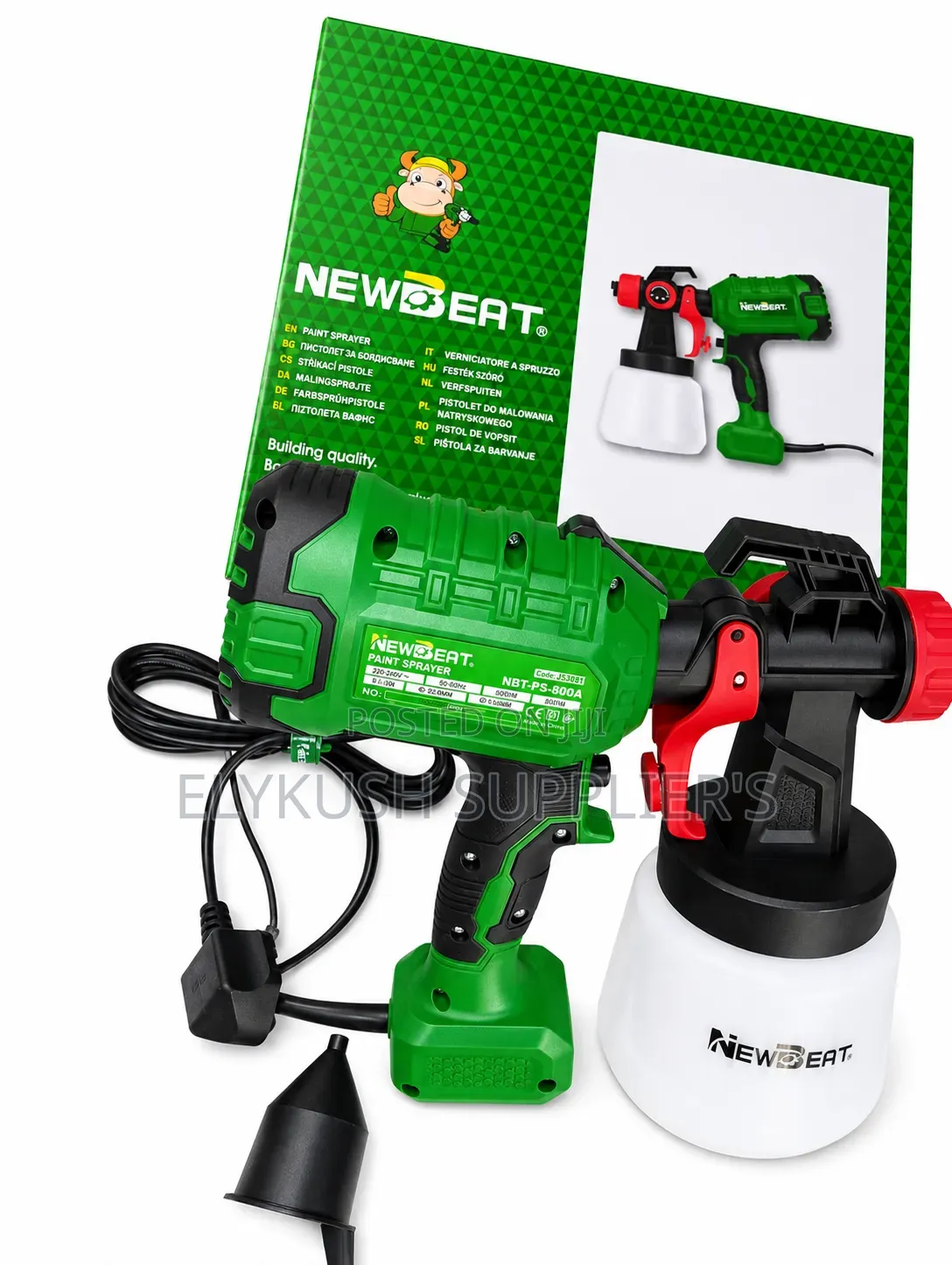 Electric Paint Sprayer Adjustable Spray Gun With 800ml Container