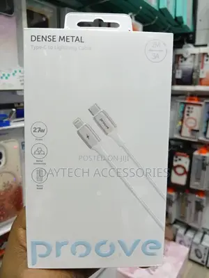This Is a Proove Dense Metal Type-C to Lightning Cable in White.