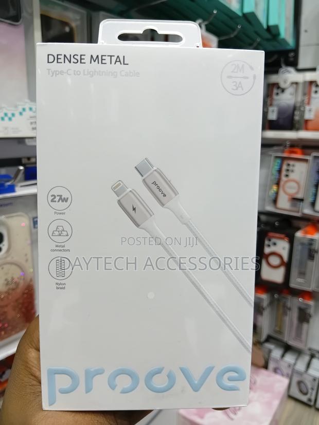 This Is a Proove Dense Metal Type-C to Lightning Cable in White. - thumbnail 3