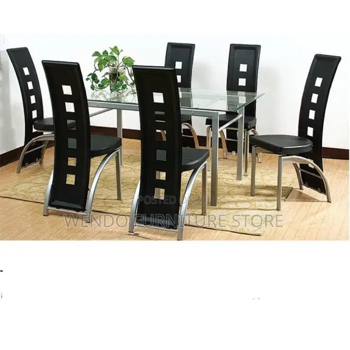 Dining Set; Six Seaters Dining Set With Glass Table