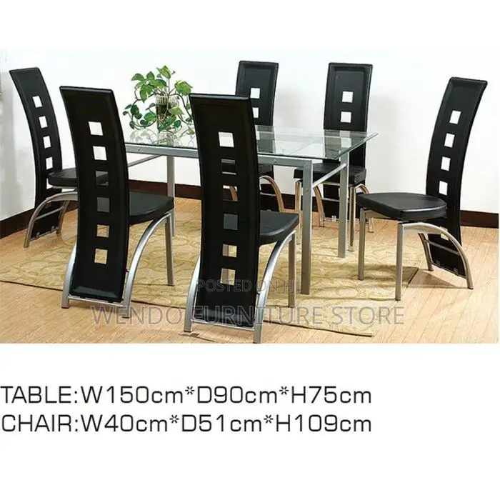 Dining Set; Six Seaters Dining Set With Glass Table