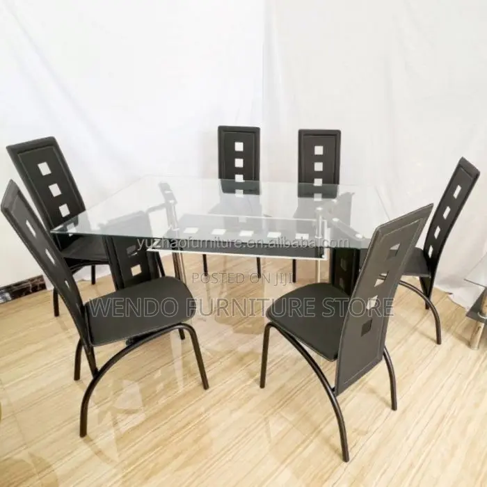 Dining Set; Six Seaters Dining Set With Glass Table