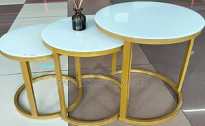 3-in-1 Round Nesting Coffee Table Set Featuring White Glass Tops