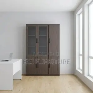 Office Cabinet :3-Door Wooden Executive Filing Cabinet -Glass Display