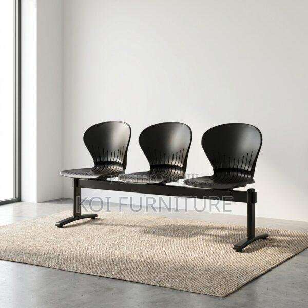 Office Bench : Black 3-Seater Reception Bench - thumbnail 2