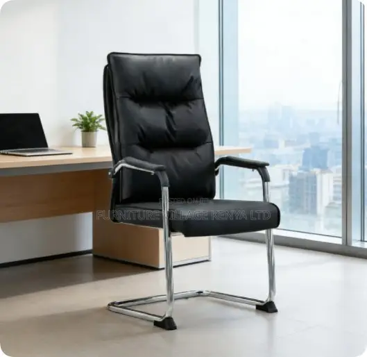 Leather Metal Frame Office Visitor Chair