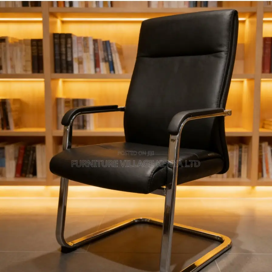 Leather Metal Frame Office Visitor Chair