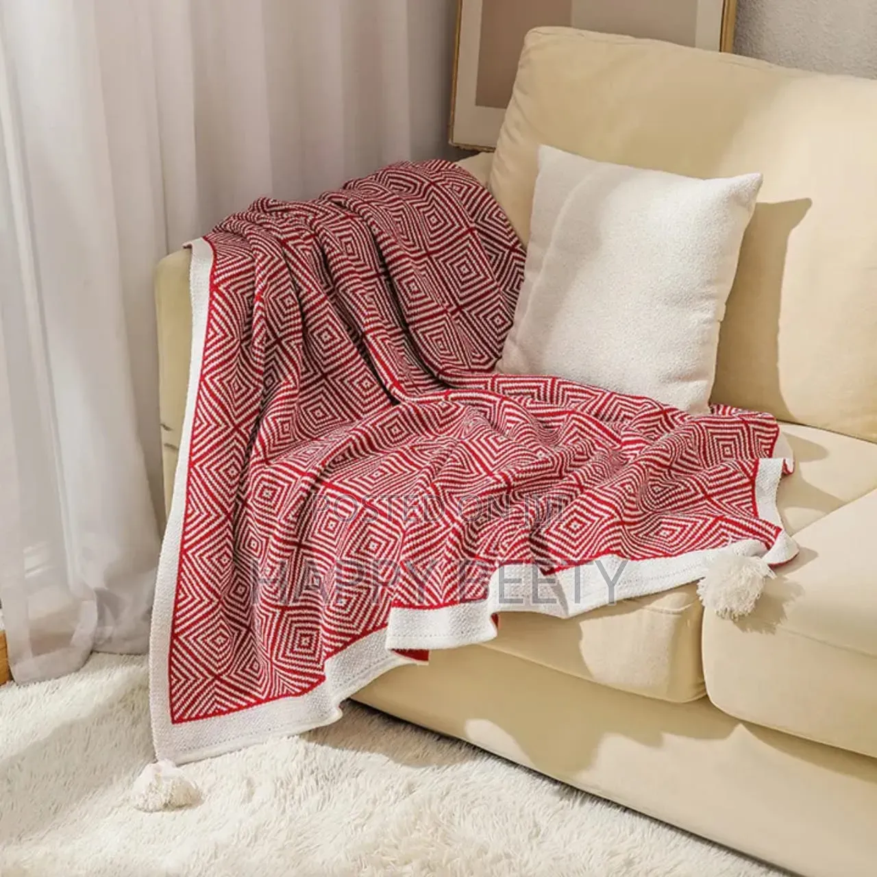 Top Notch Quality Knitted Blanket With Pendant/Tassel