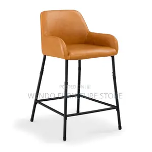 Barstools; Leather Kitchen Barstool With 4 Stand Legs
