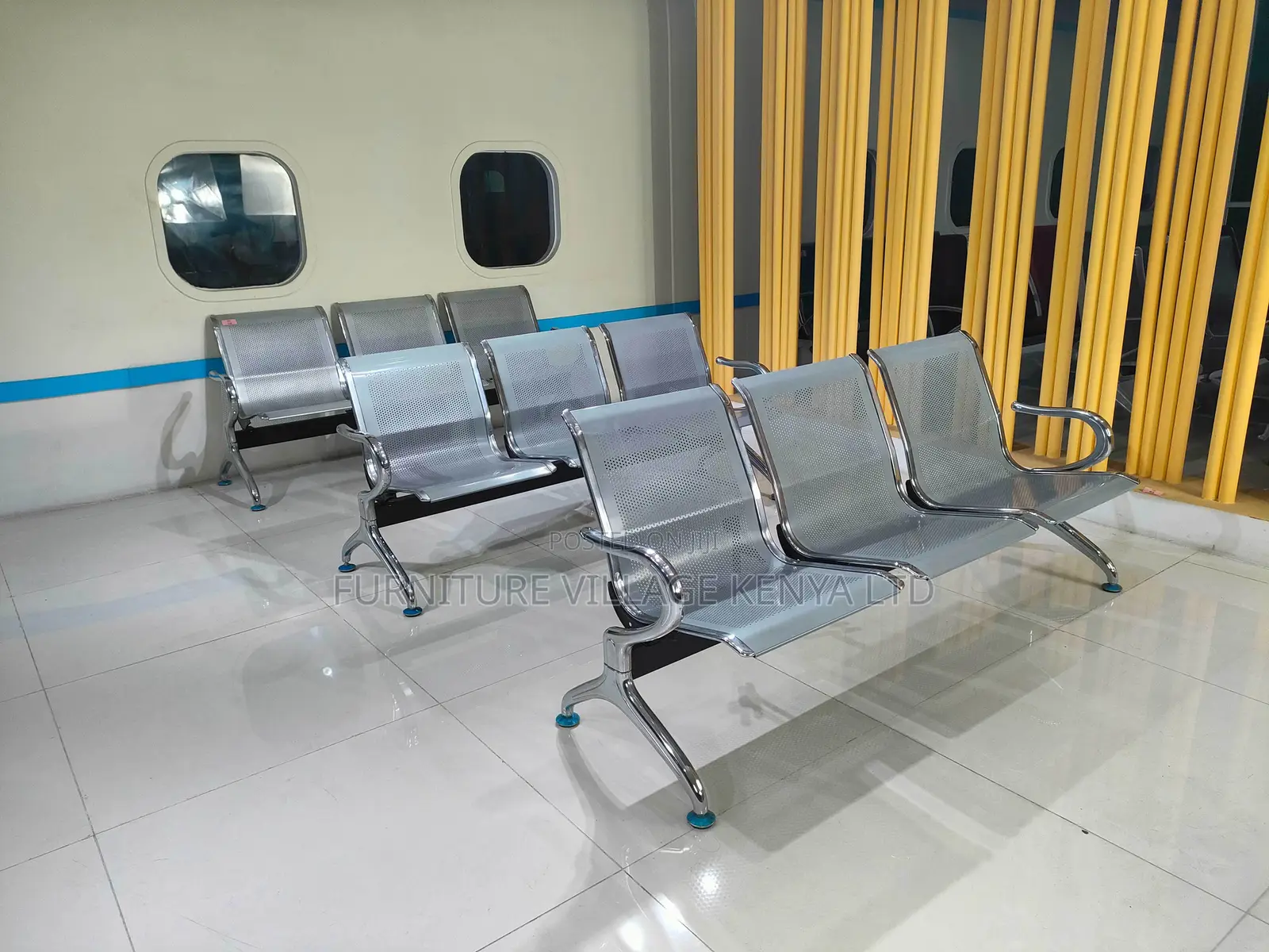 Airport Metallic Public Waiting Area Bench