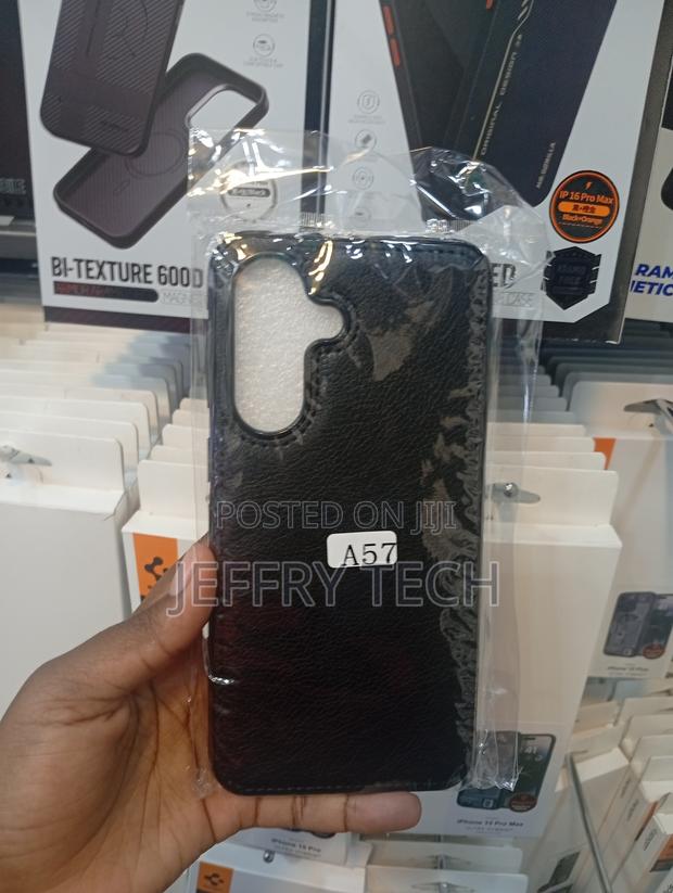 Samsung Galaxy A57 Black, Textured Leather-Finish Back Cover - thumbnail 2