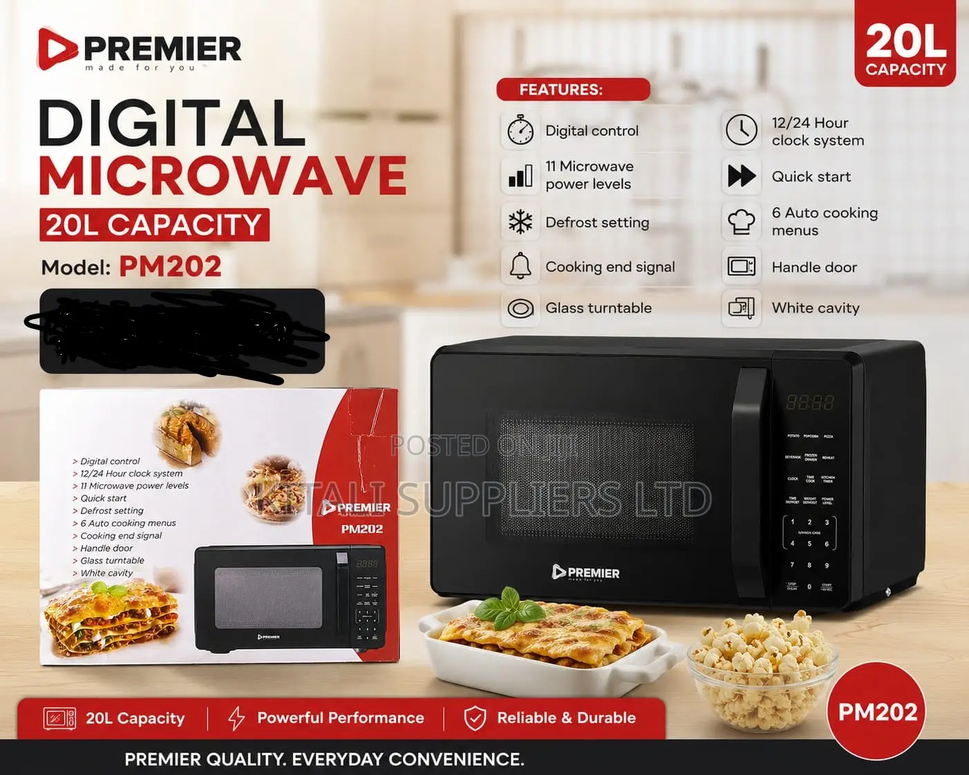 Premier Digital Microwave, Model Pm202.