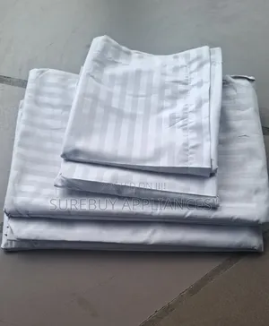 6x6 Striped Plain Bedsheet Set With 2 Pillowcases