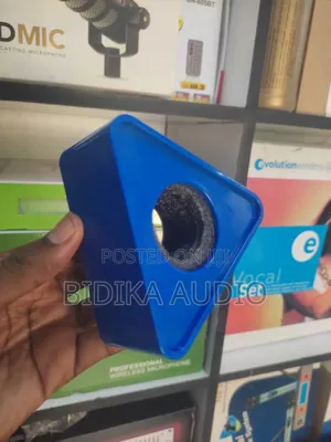 Blue Triangular Microphone Flag Station