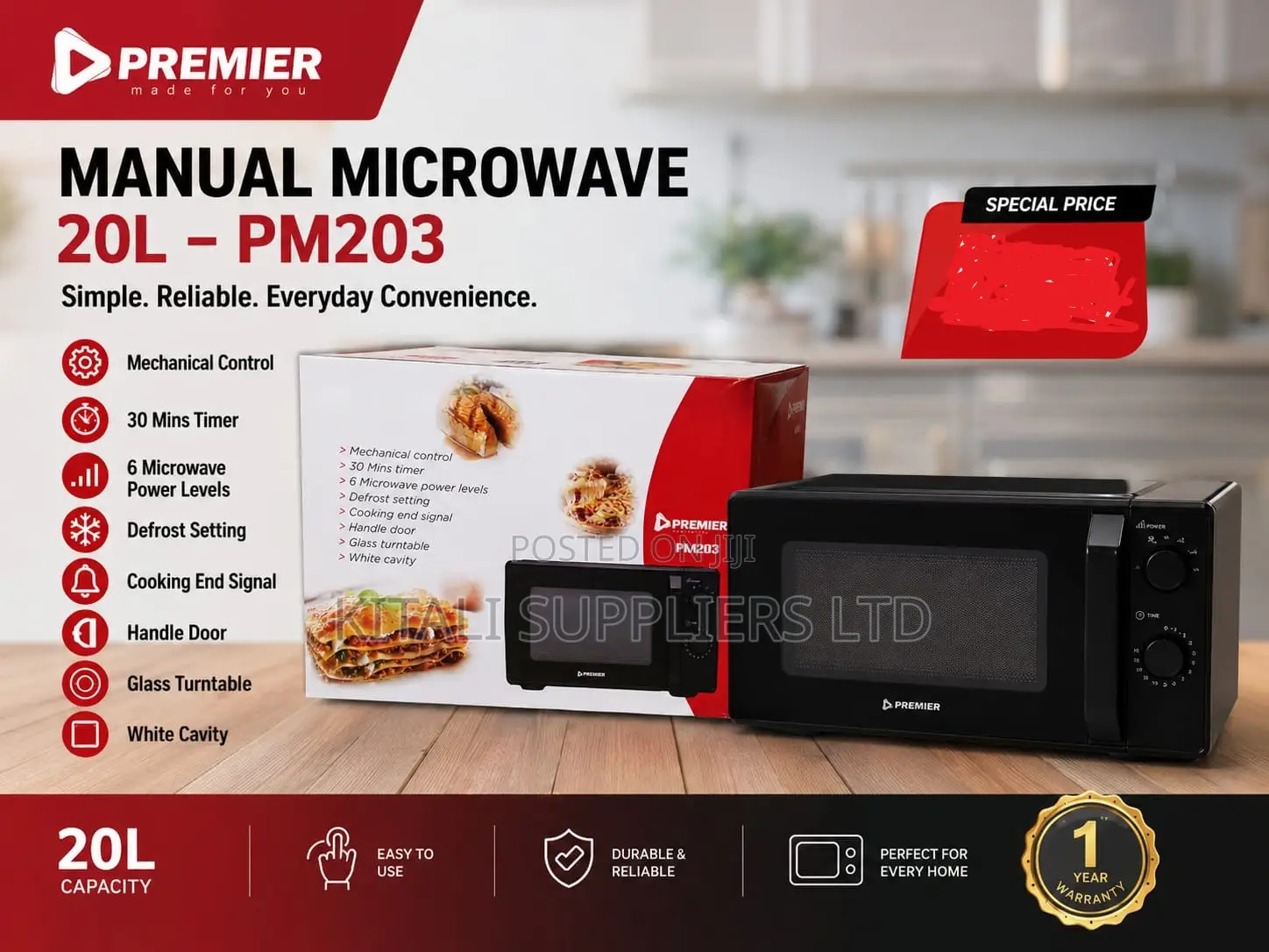 Premier 20l Manual Microwave (Model Pm203)