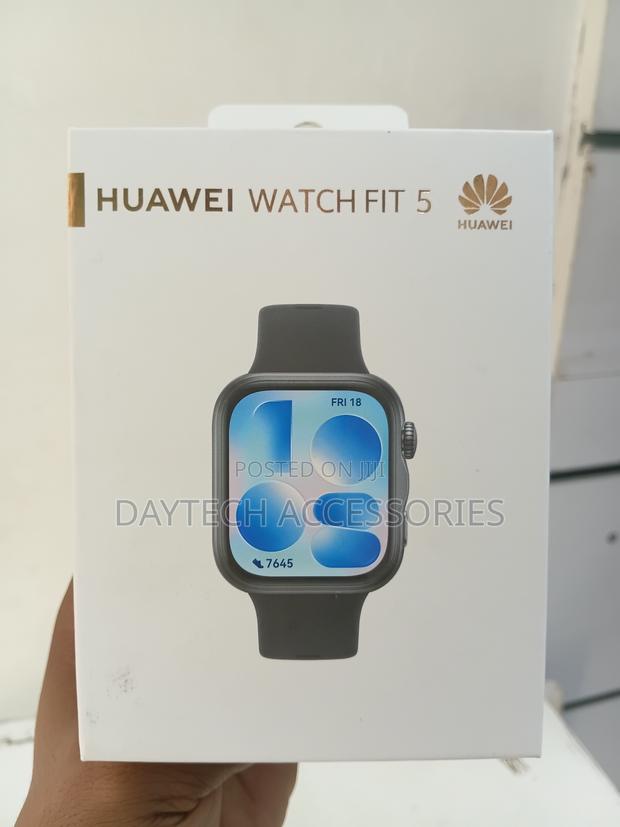 This Is a Huawei Watch Fit 5 Series Smartwatch in Black.