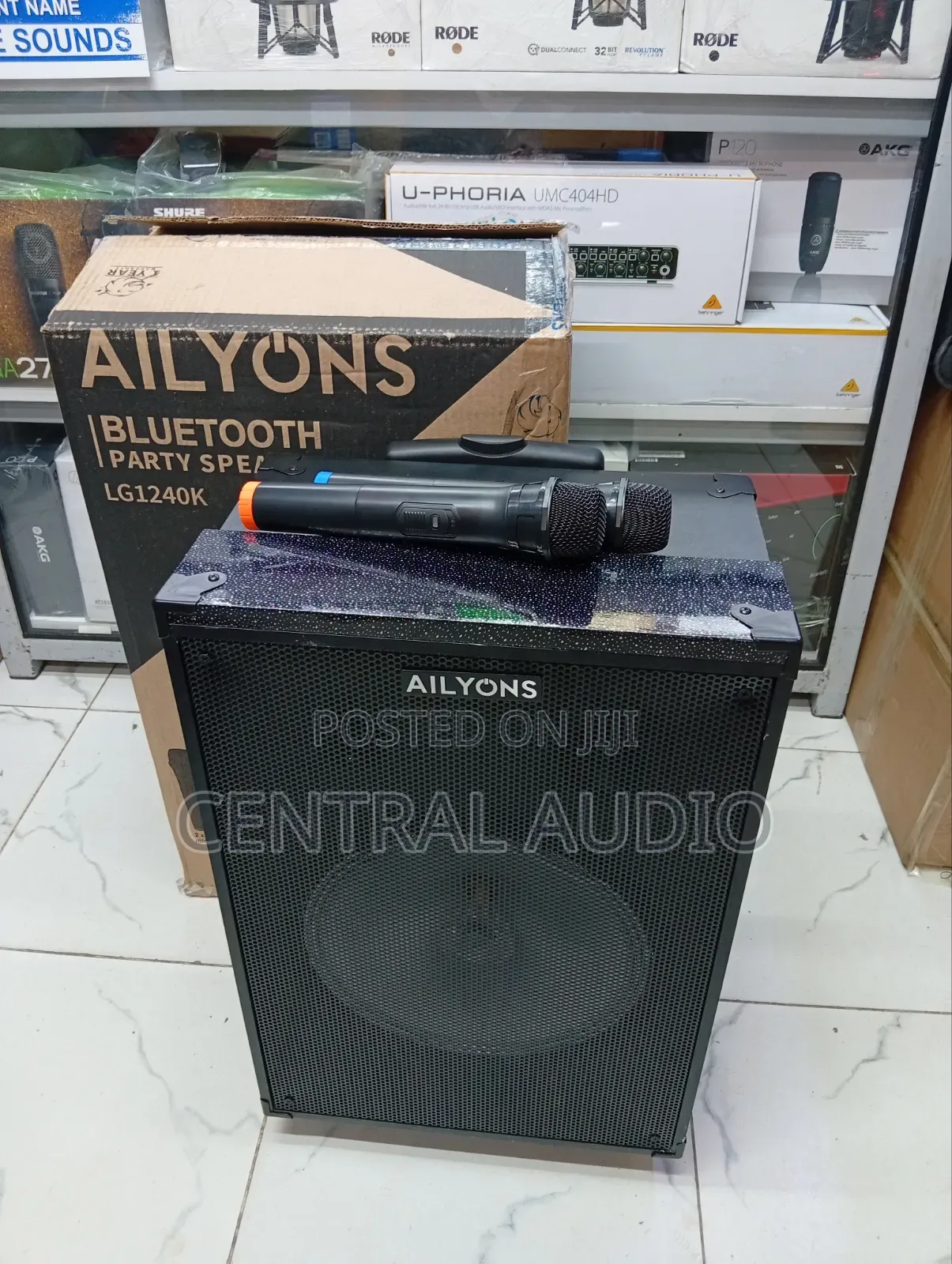 Portable 12 Inch Ailyons Speaker With 2 Wireless Microphones