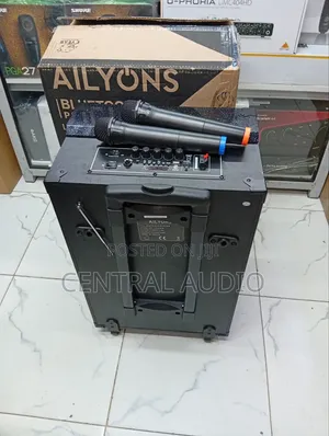 Portable 12 Inch Ailyons Speaker With 2 Wireless Microphones