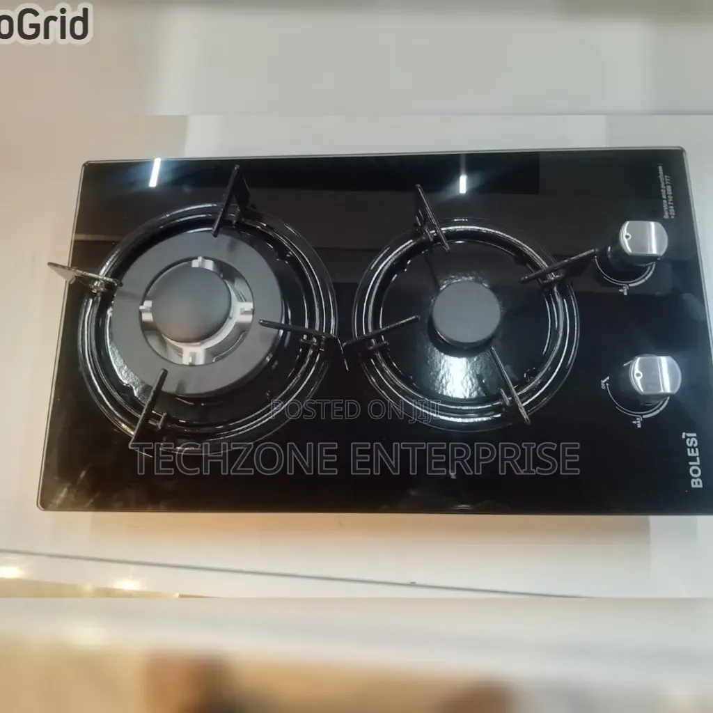 Bolesi Hob 2 Burners Inbuilt Gas Glass Tampared Hod 