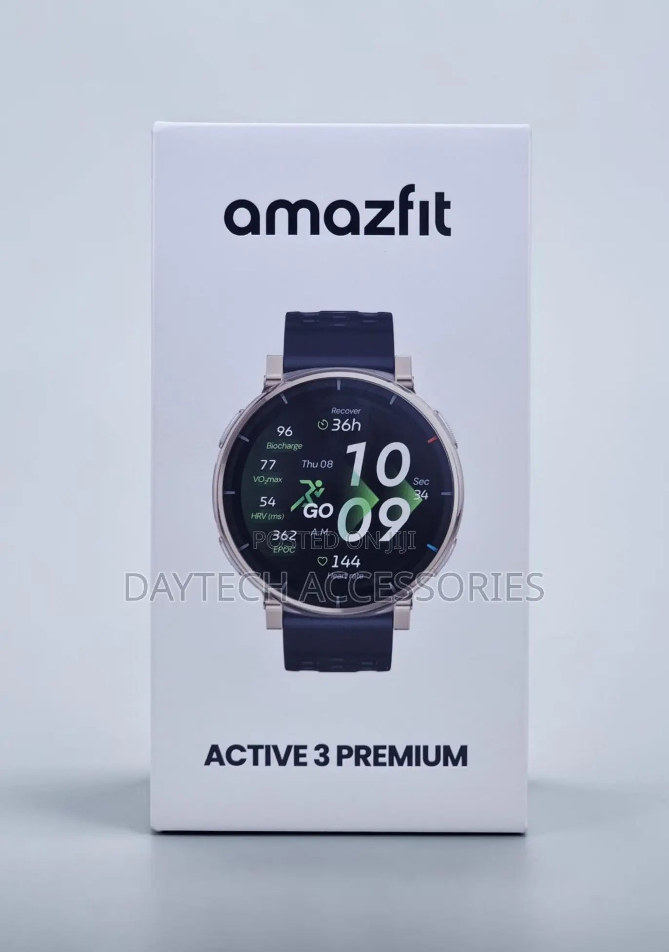 Amazfit Active 3 Premium Smartwatch in Black.