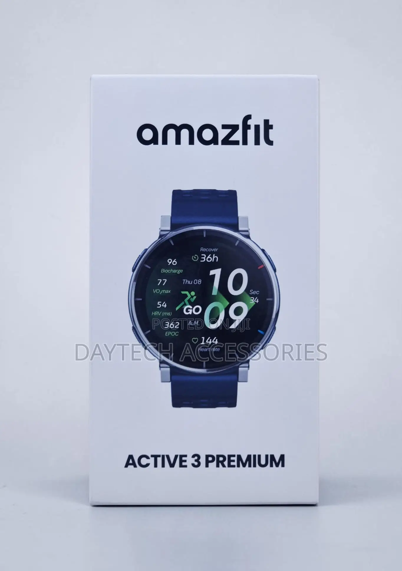 Amazfit Active 3 Premium Smartwatch in Black.