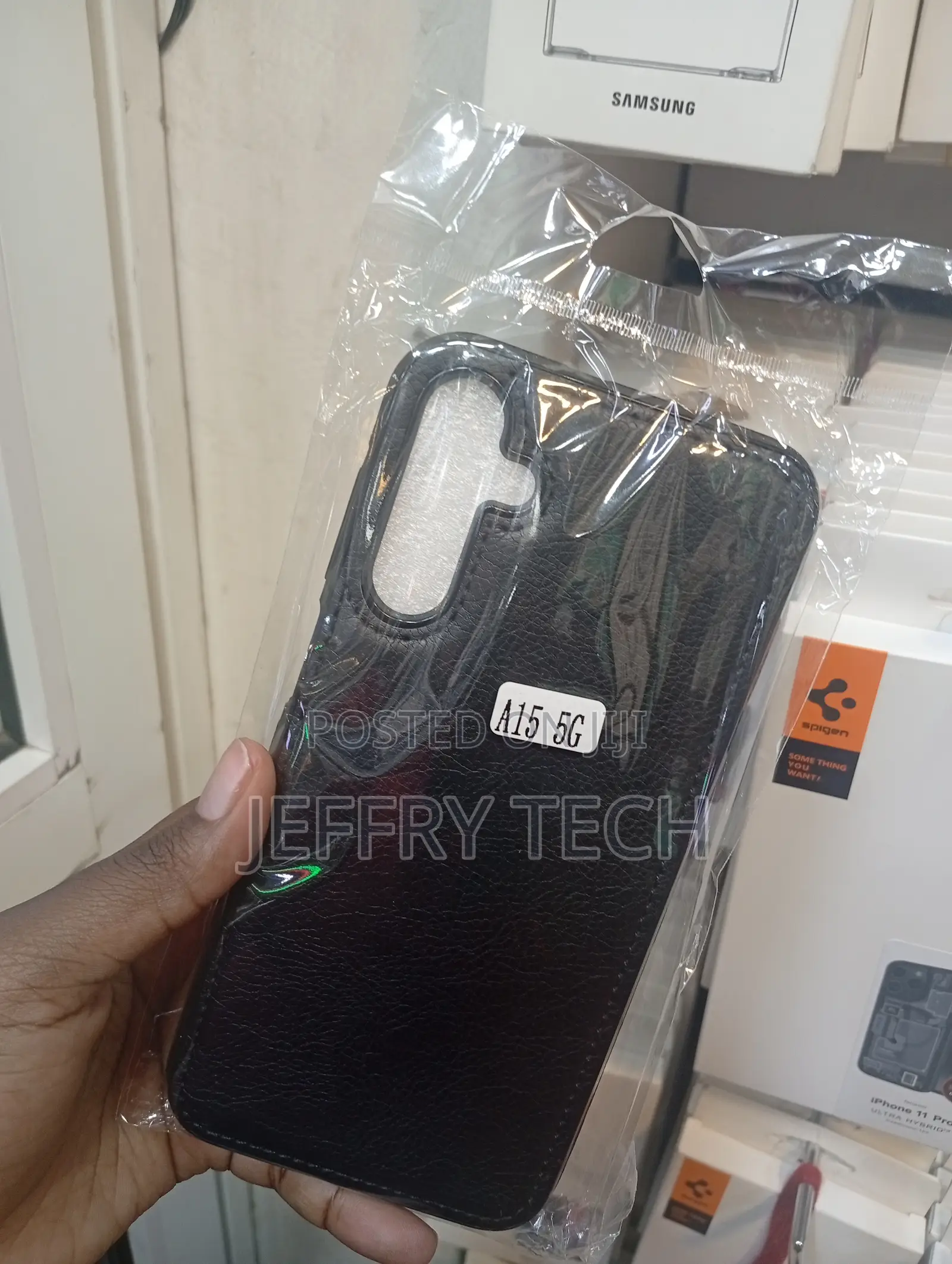 Samsung Galaxy A15 Puloka Black Leather Case
