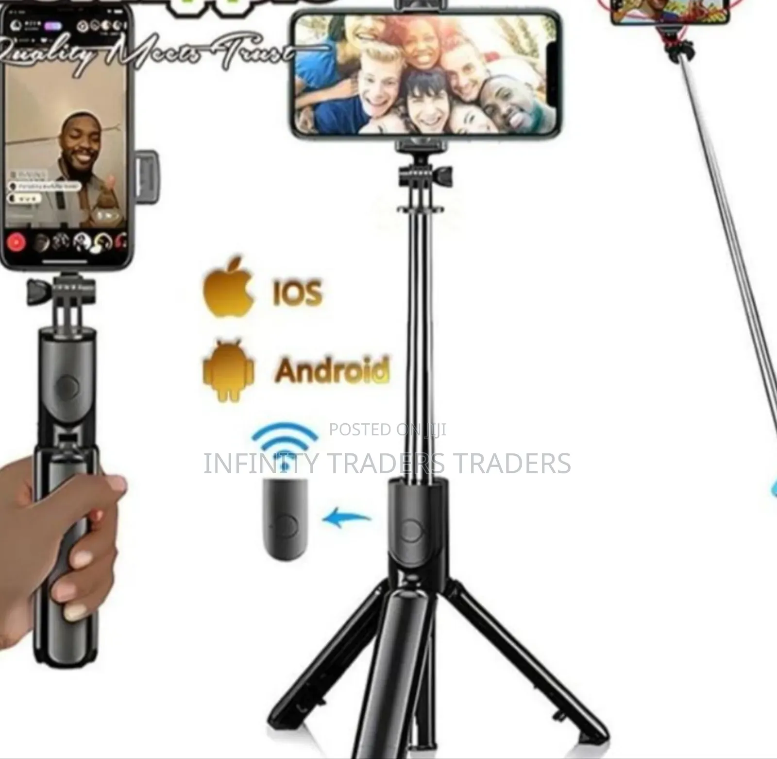 1.7m 3in1 Extendable Selfie Stick Tripod